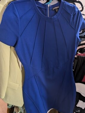 Express Cobalt Blue Pleated Sheath Dress